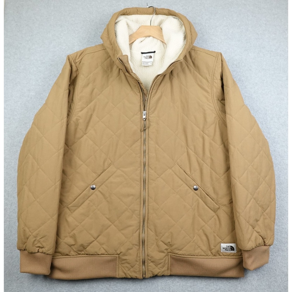 The North Face Sherpa Lined Cuchillo Quilted Jacket Mens XL Brown Hoodie Utility